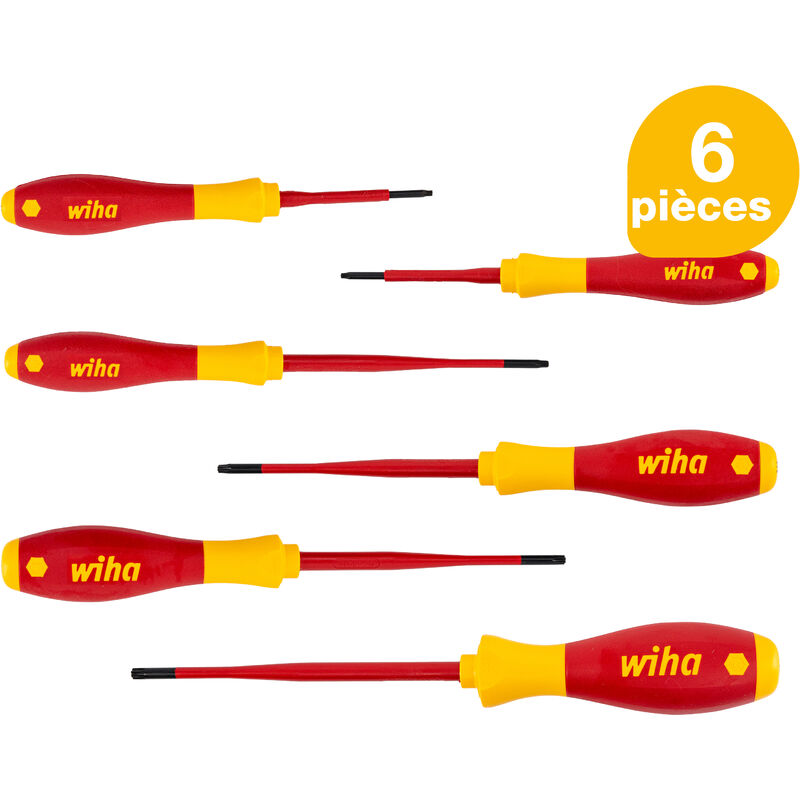 Wiha - Jeu de tournevis SoftFinish® electric slimFix torx® 6 pcs (36558)