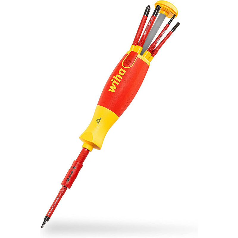 Wiha - Tournevis avec magasin d'embouts LiftUp electric fente, Pozidriv, PlusMinus/Pozidriv, fente avec 6 slimBits (41235)