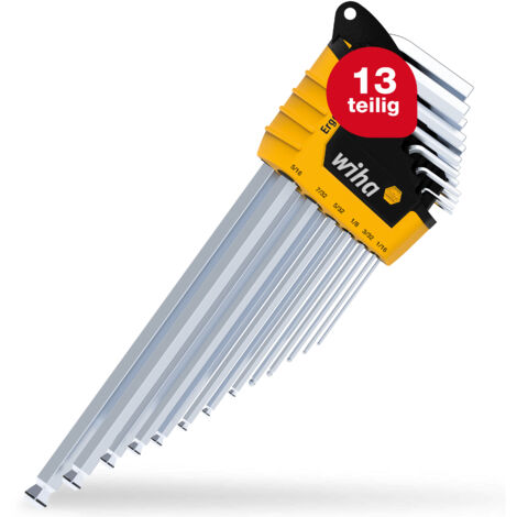Wiha Stiftschlüssel Set 13-tlg. im ErgoStar Halter I Sechskant-Kugelkopf MagicRing® I 1,3 mm - 9,5 mm I mattverchromt, Zoll-Ausführung (43852)