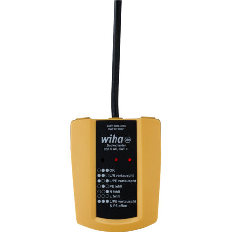 Wiha Tester per prese elettriche 230 V AC, CAT II (45220)