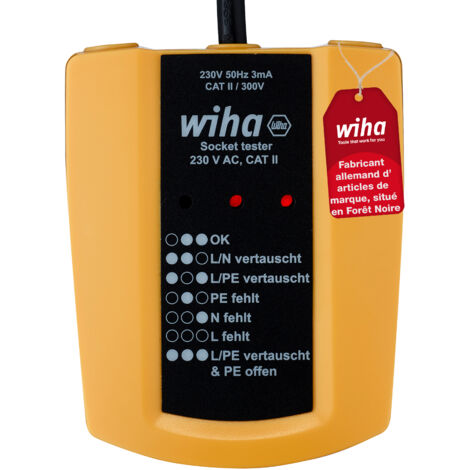 Wiha Testeur de prise de courant 230 V AC, CAT II (45220)