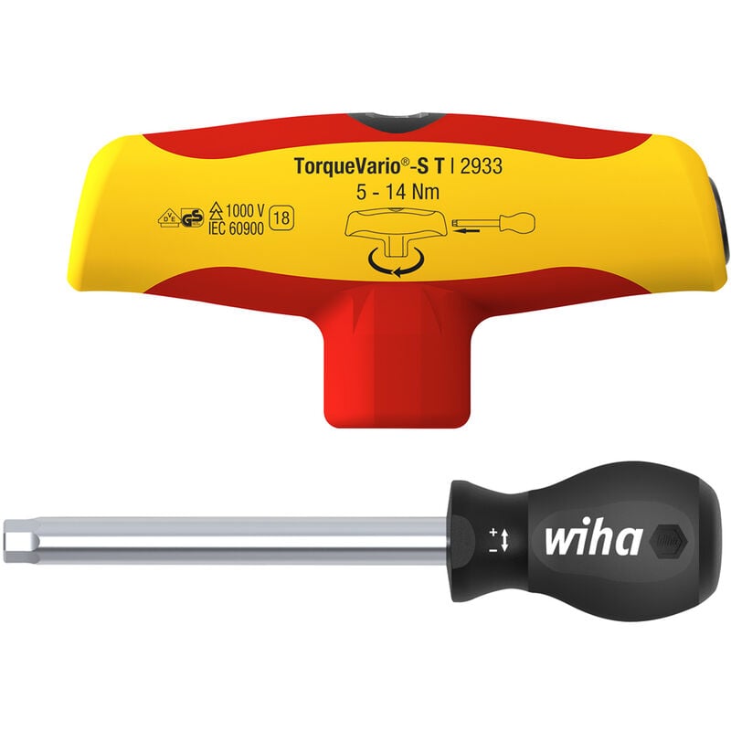 

Destornillador dinamométrico eléctrico TorqueVario®-S T con mango en T Wiha
