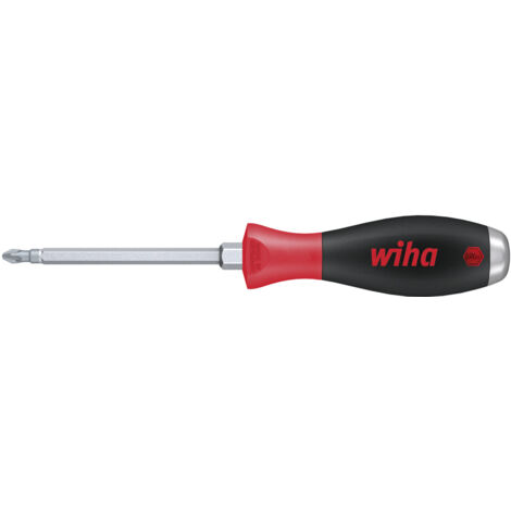 Wiha Tournevis SoftFinish® Pozidriv avec lame six pans continue et avec disque de frappe PZ1 x 80 mm (03245)