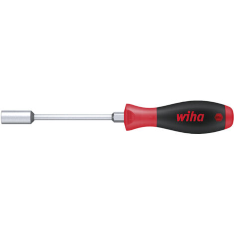 Wiha Tournevis SoftFinish® Tournevis à douille six pans, système métrique avec lame ronde et écrou six pans 6.4 mm x 1/4" x 125 mm (02837)