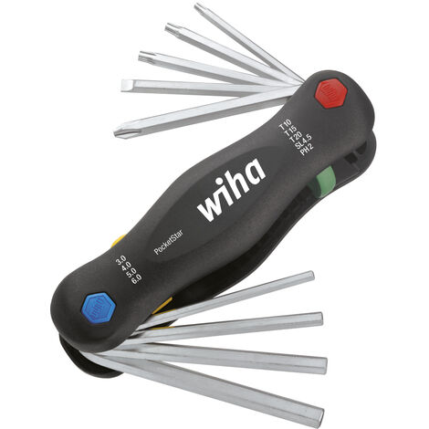 Wiha vis à fente, cruciforme Phillips, 6 pans intérieurs, TORX® intérieur Jeu de clés mâles coudées 9 pièces