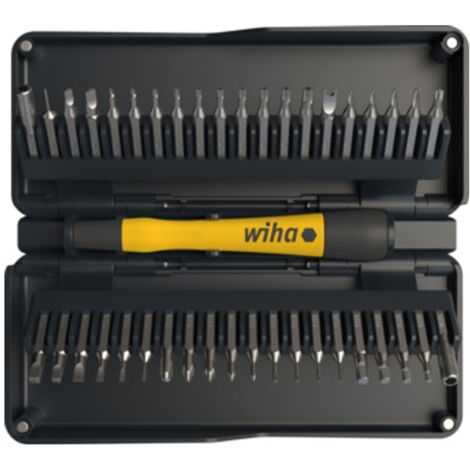 Wiha zai Hause Micro Bit Set mit ESD Feinmechanik Schraubendreher, 42-teilig, Bit Set mit Aufbewahrungsbox, für alle Smartphones, Laptops, Kameras, Modellbau und gängigen Alltagsanwendungen