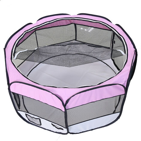 Wihobby Pet House Tent Pliable Très Grand Espace Tente Lit Parc Pour Pet Chiot Chiens Chats Étanche Centre D'exercice Chenil Rose - Rose