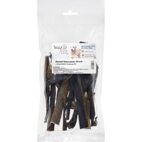 Wild & Fein Hundesnack Dental Natursticks Hirsch - 150 g