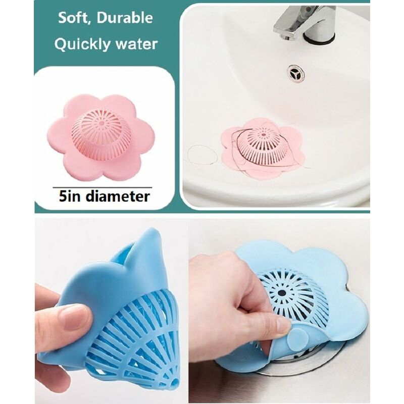 Wild Tribe Bath And Shower Drainage Tube With Suction Cup Haircut Simple Soft Silicone 4 Flower - Gdrhvfd