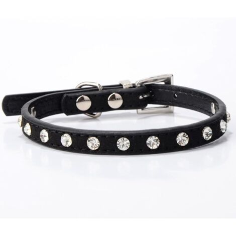 Wildleder-Strass-Hundehalsband mit einer Reihe funkelnder Kristalle für kleine Hunde und Katzen – elegantes Modeaccessoire