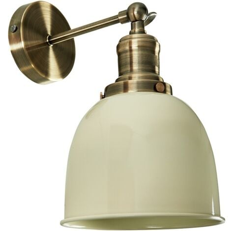Wilhelm Antique Brass Adjustable Knuckle Joint Wall Light with Gloss Cream Dome Shade