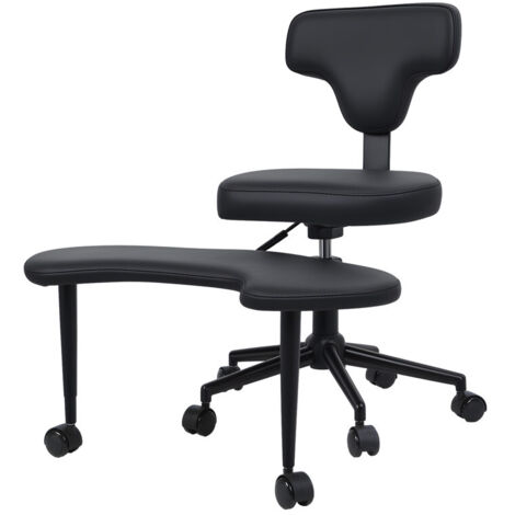WILITTO  Chaise de Bureau Ergonomique Polyvalente avec Repose-Pied 360° - Hauteur Réglable, Simili Cuir Noir, Support Lombaire, Simili Cuir Facile à Nettoyer, Base Stable