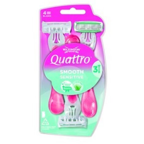 Wilkinson Sword Quattro para mujer Sensitive - 3 desechables - afeitado suave