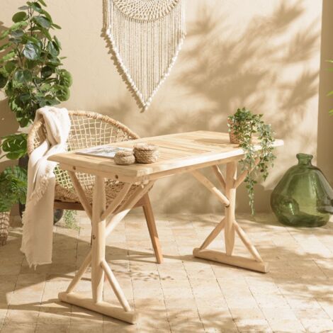 WILL - Bureau 120x60cm en branches de bois de teck naturel