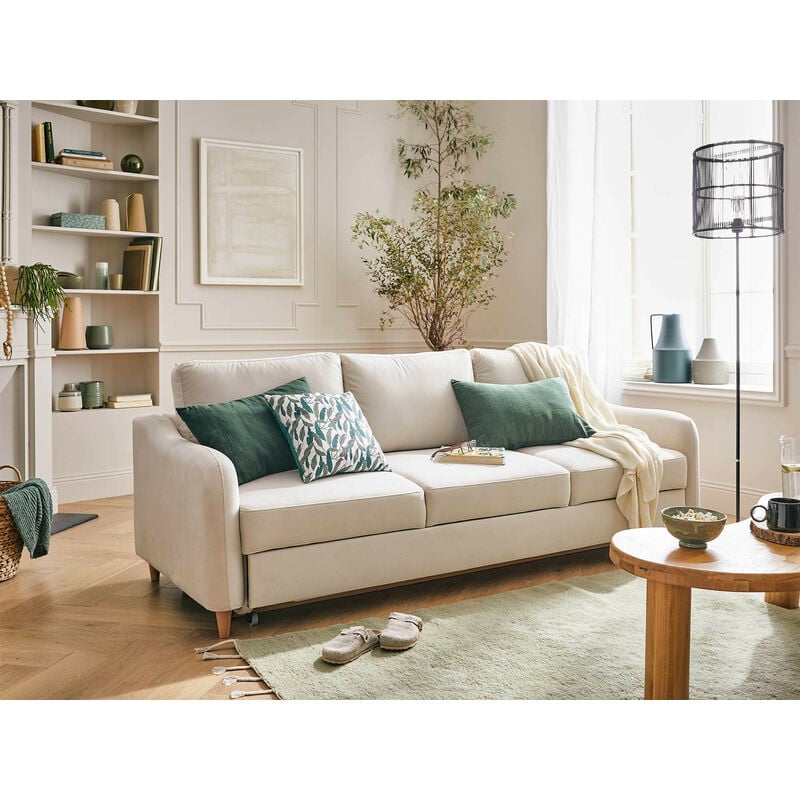 Lisa Design - Will - canapé 3 places - convertible - en tissu - beige