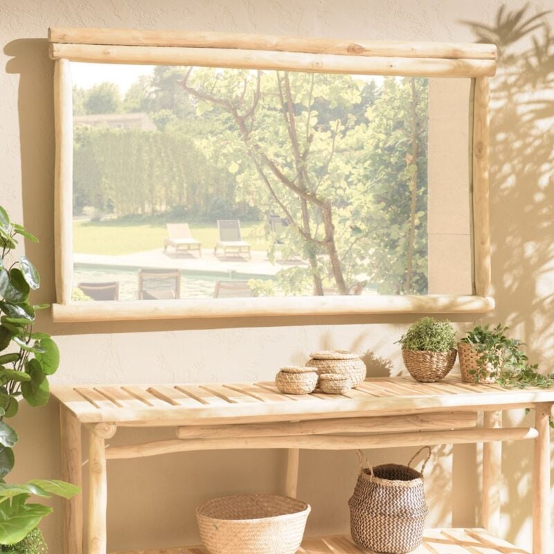 Macabane - will - Miroir rectangulaire en branches de teck naturel