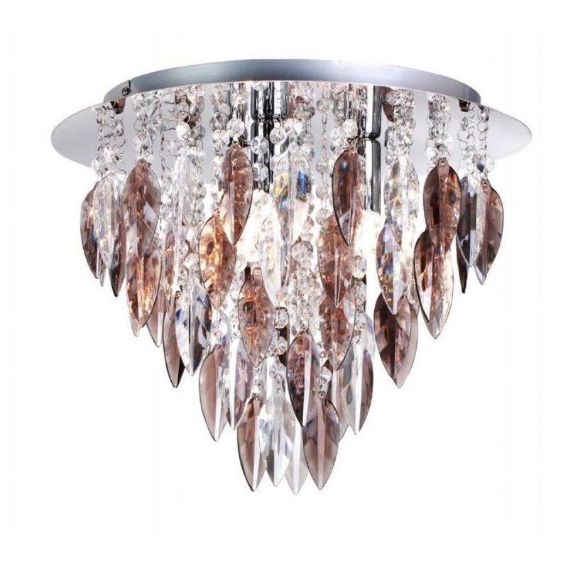 Willazzo 3 Light Flush Ceiling Fitting In Chrome With Smoked Droplets