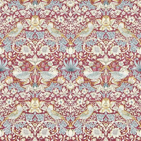 William Morris Design Strawberry Thief Wallpaper Plum Cream Paste The Wall