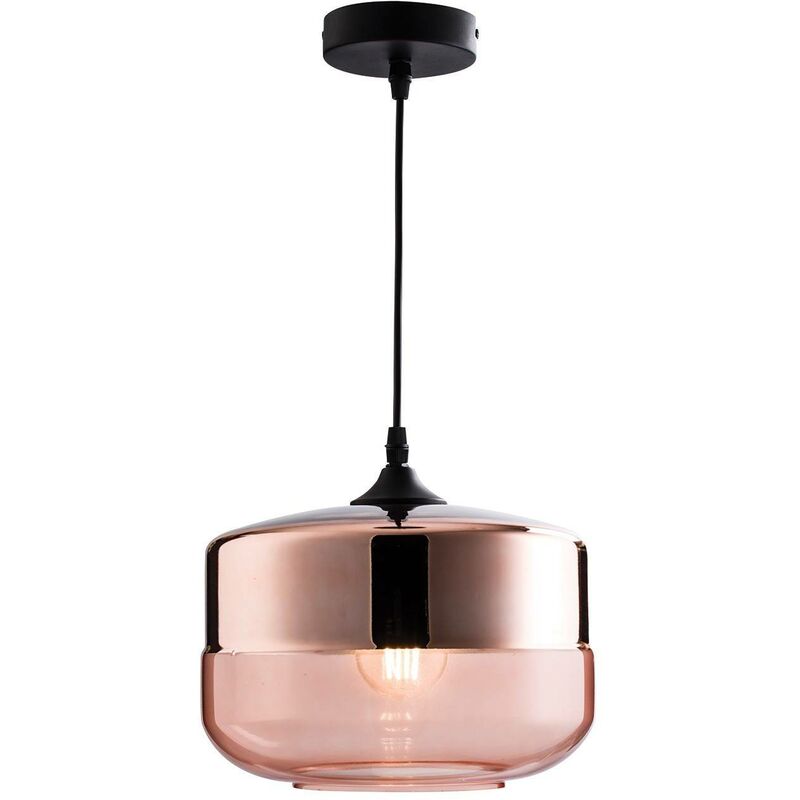 Endon Willis - 1 Light Ceiling Pendant Cognac Tinted, Copper Plated Glass, E27