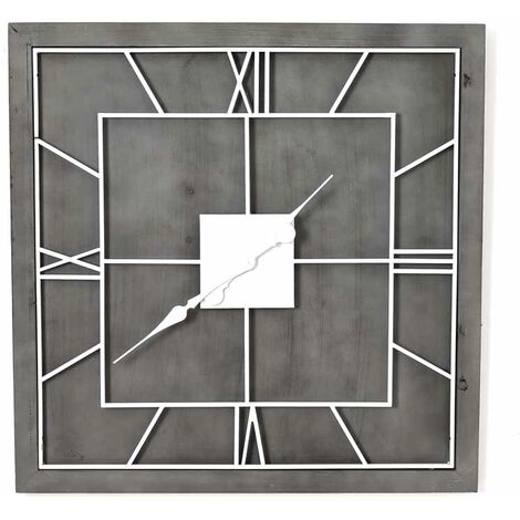 Williston Square Wall Clock - Metal/Wood - L5 x W60 x H60 cm - Grey/Silver