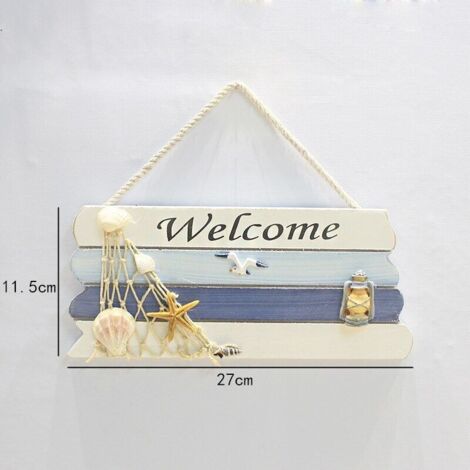 Willkommensschild aus Holz im mediterranen maritimen Stil, Türschild im Strandstil, Willkommensschild aus Holz, Willkommensschild für die Haustür, Wanddekoration