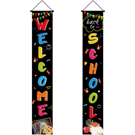 [Willkommensschild für die Klassenzimmertür] Oxford Design 30 x 180 cm, mehrfarbig (2 Stück) – Strapazierfähige Dekoration für den Innen- und Außenbereich, ideal für Schuleingänge
