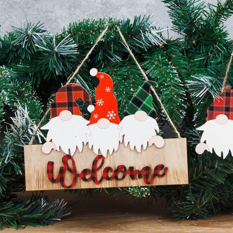 Willkommensschild mit Gartenzwerg aus Holz, Willkommensschild mit Gartenzwerg für Weihnachtsdekoration