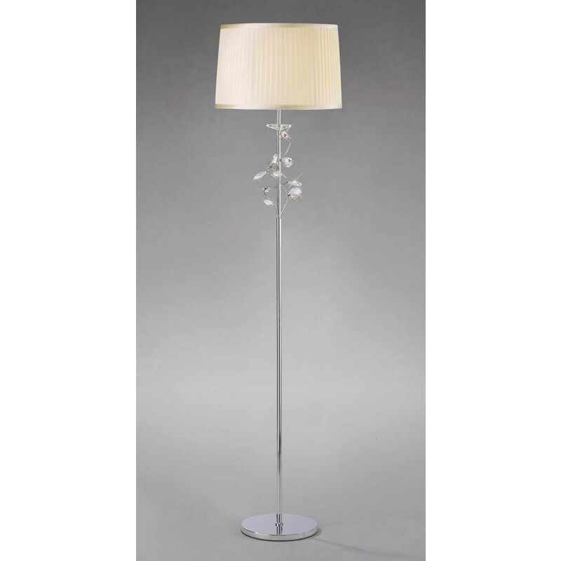 09diyas - Willow Floor Lamp with Cream Shade 1 Bulb Polished Chrome / Crystal