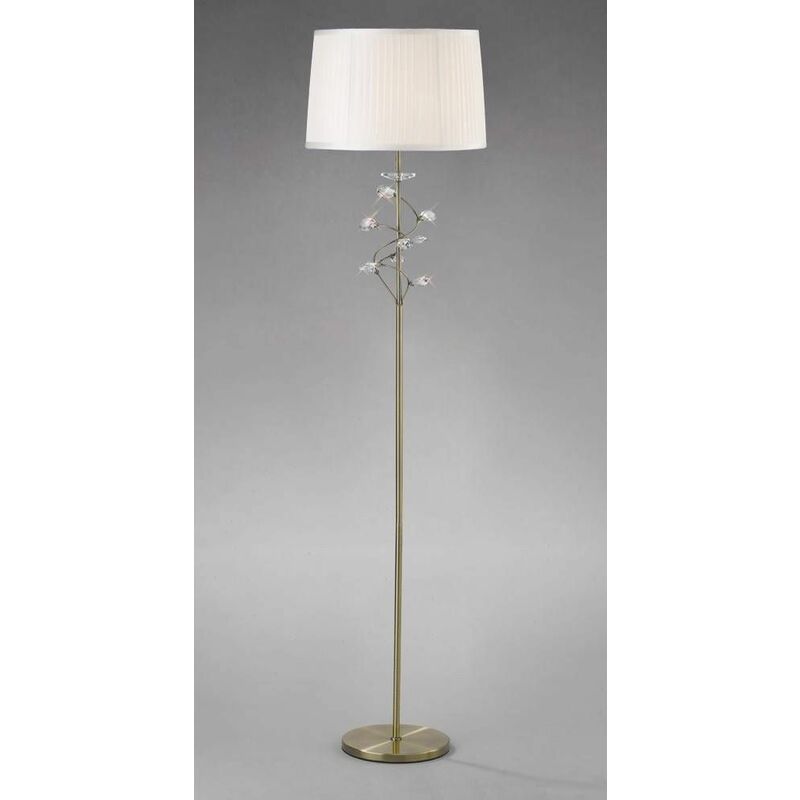 09diyas - Willow floor lamp with white lampshade 1 bulb antique brass / crystal
