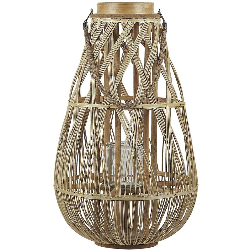 Beliani - Indoor Outdoor Natural Willow Wood Woven Lantern Light Wood Tonga