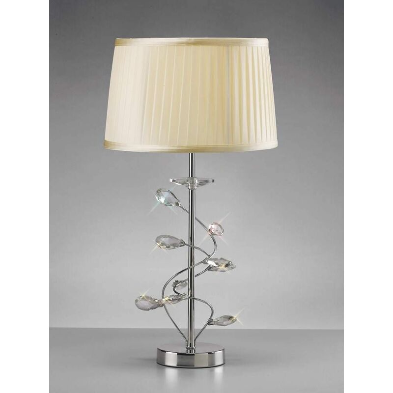 09diyas - Willow Table Lamp with Cream Shade 1 Bulb polished chrome / crystal