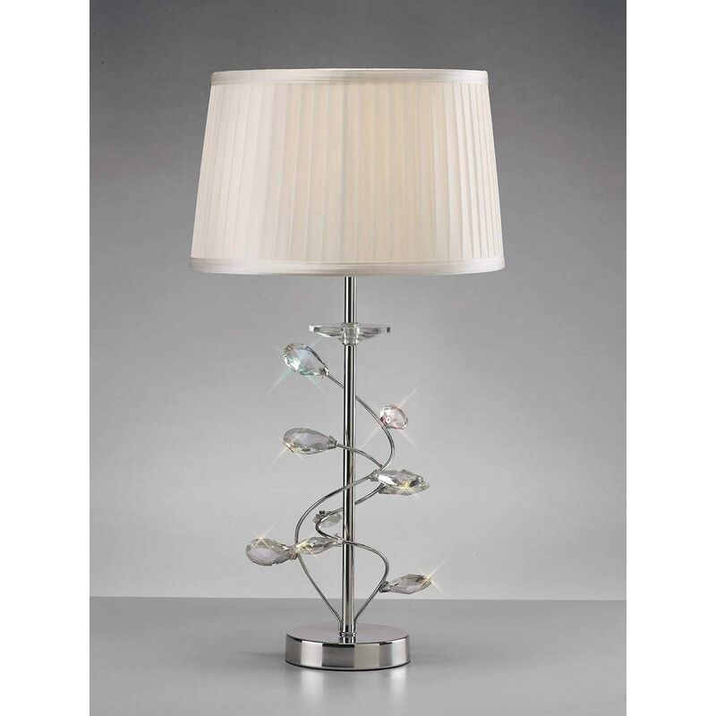09diyas - Willow Table Lamp with White Shade 1 Bulb polished chrome / crystal