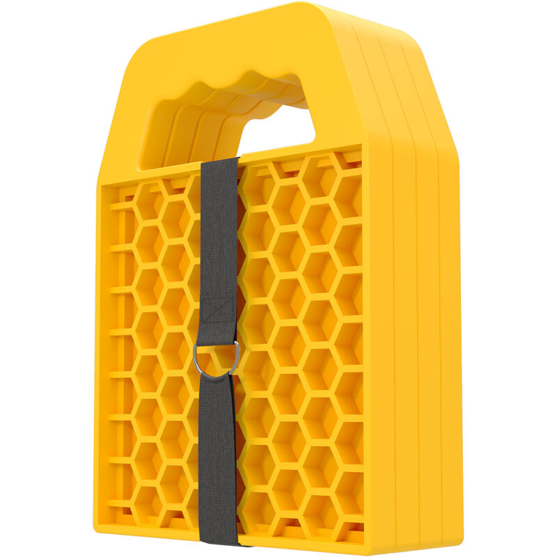 Wiltec - Willtec Set 4x Cales Caravane hdpe Jaune 23,2 x17x 2,3 cm Plaques empilables - Support Stabilisateur Vérin Cric - Poignée & Sangle - Patins
