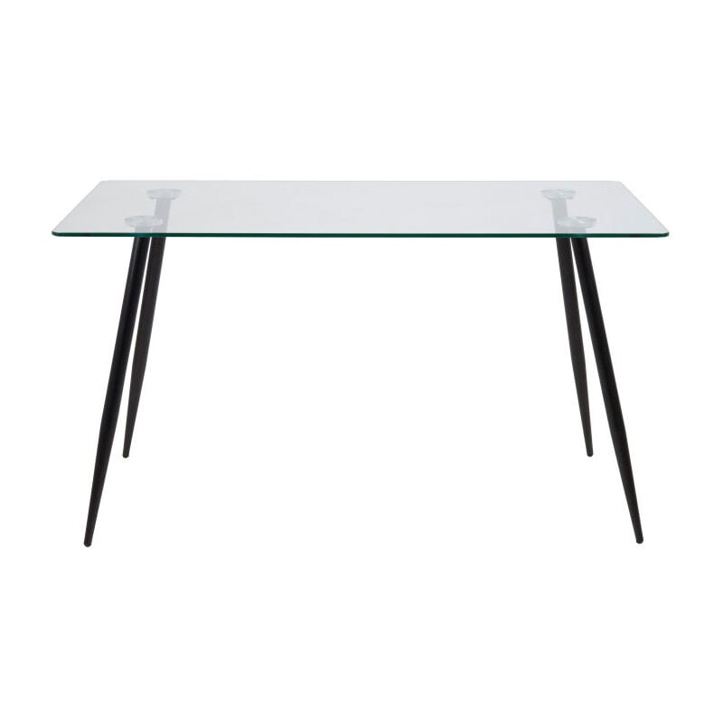 Ebuy24 - Willy Table de salle à manger en verre clair avec pieds noirs, 80x140 cm.