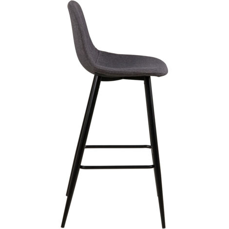 Wilma TABOURET DE BAR REMBOURRÉ gris foncé PIEDS EN MÉTAL