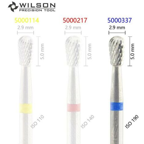 WILSON – fraises dentaires en carbure de tungstène HP, fraises de laboratoire en forme de poire, ISO 237 023, 5000113 5000216 5000336,CHINA,1pc ISO 190 Blue