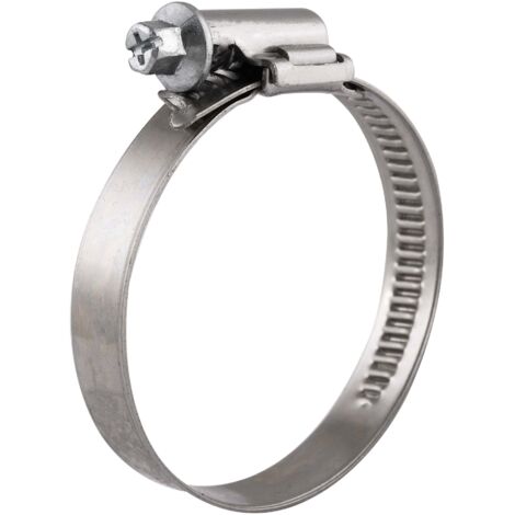 Wiltec Abrazadera de manguera con tornillo sin fin W1 acero inoxidable 12 mm de ancho de abrazadera, 20–32 mm de rango de sujeción, abrazadera de sujeción, abrazadera de tensión