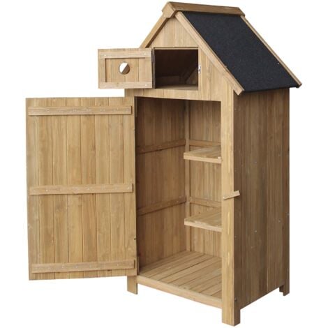 Wiltec Abri de jardin – 770 x 540 x 1370 mm – en bois d’Épicéa – avec Toit en bitume et 2 portes – Cabane Remise pour rangement outils pour Jardin, Terrasse & Balcon