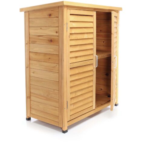 Wiltec – Abri de jardin en bois d’épicéa 870 x 465 x 916 mm – 2 portes – Rangement outils pour jardin, terrasse et balcon – Construction solide