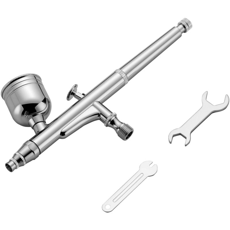 Wiltec - Aérographe type HS-30-1 avec fonction double action, buse ø 0,3 mm, godet à peinture 7 ml, pour modélisme, nail art, airbrush, etc.