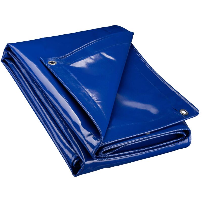 Bâche de camion 2x 3 m 650 g/m² Bleue Polyester Revêtement pvc Œillets inox 100 cm Haute protection Vol uv Intempéries Moisissure Étanche Solide