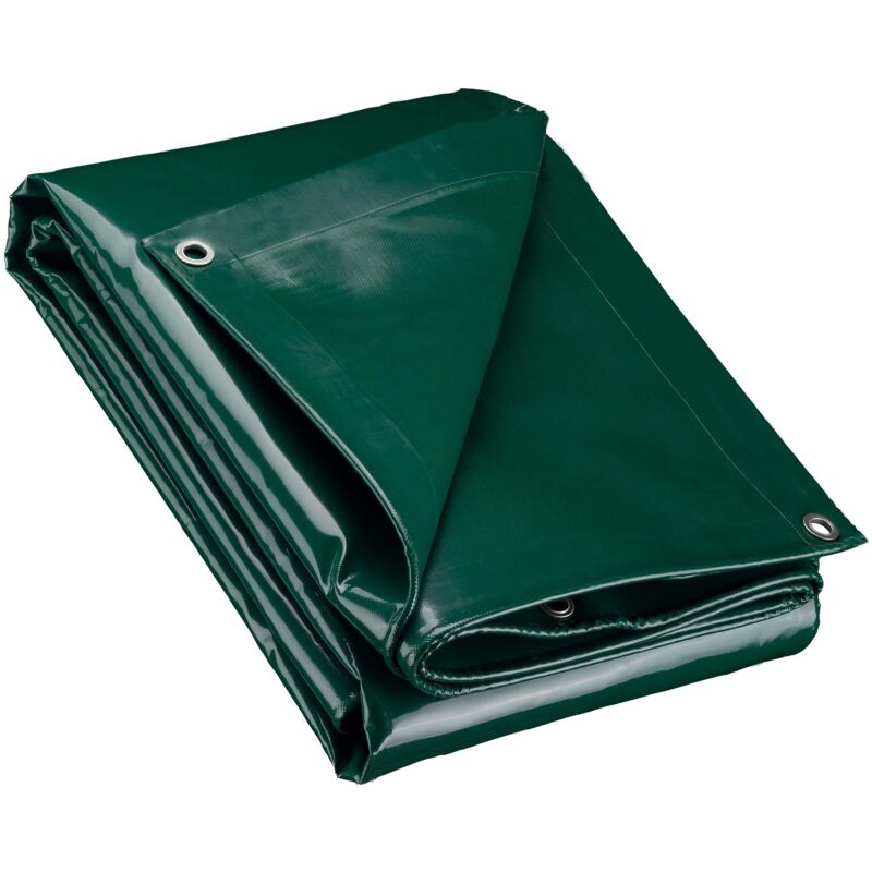 Bâche de camion 3 x 6m Vert foncé 650 g/m² Polyester Revêtement pvc Œillets inox 100cm Haute protection Vol uv Intempéries Moisi Étanche Solide Haute