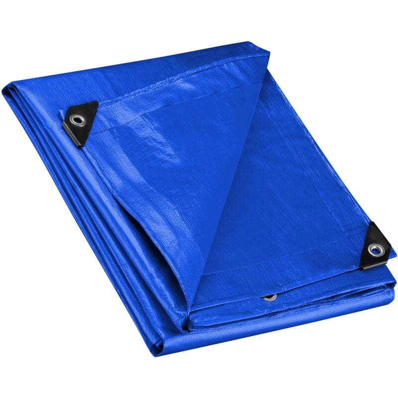 Bâche de camion 5 x 4 m 240 g/m² Bleue Polyester pe Œillets alu 100 cm Haute protection Vol uv Intempéries Moisissure Étanche Solide Sécurité