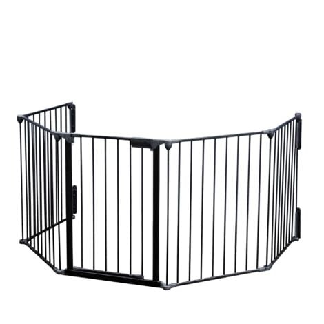 WILTEC Barrière de protection Cheminée 300cm, Grille Pare-feu Cheminée, Sécurité enfant, Fixation murale, 5 Éléments en Acier