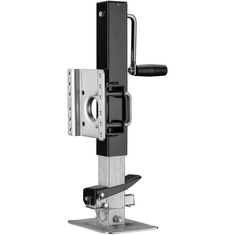 Wiltec - Béquille de remorque – Capacité de charge max. de 900 kg – en Acier Q235 – Support de caravane avec Manivelle latérale et Plaque de montage