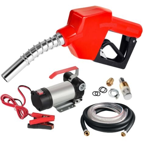 Wiltec Bio Dieselpumpe 12 V, 150 W, 40 l/min, Heizölpumpe selbstansaugend, Absaugpumpe für Diesel, Biodiesel, Heizöl, tragbare mobile Umfüllpumpe mit Zapfpistole und Schläuchen