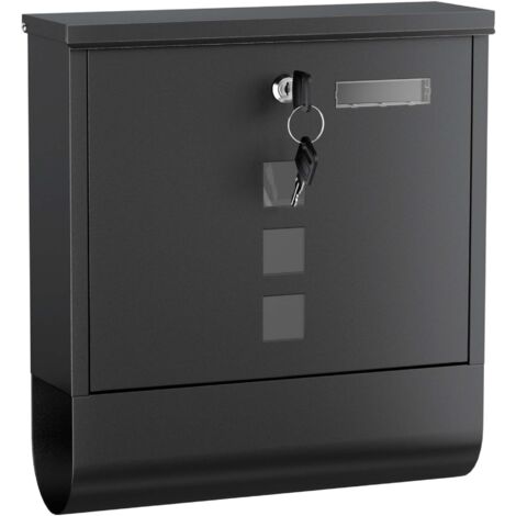 Wiltec – Boîte aux lettres murale ou sur pied – Verrouillable en acier galvanisé – Dimensions 305 x 100 x 338 mm – Fenêtres et porte-nom