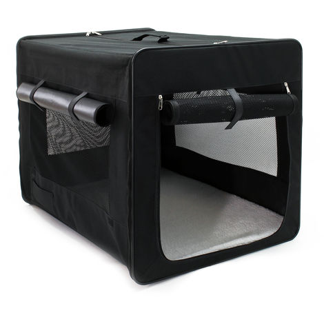 Wiltec Bolsa de transporte Plegable Negra mascotas perro gato, talla XXL (106x71x81 cm), con cojín