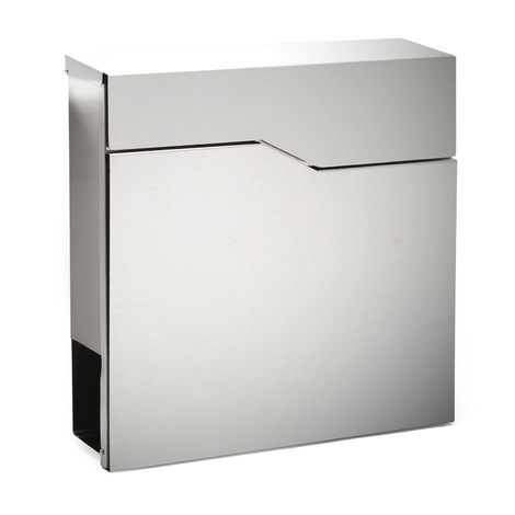 Wiltec Buzón de diseño V19 de acero inoxidable 370 x 102 x 370 mm con cerradura y hueco para el periódico material de montaje a pared incluido