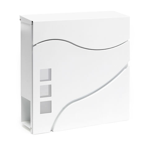 Wiltec Buzón de diseño V28 blanco 370 x 105 x 370 mm, de pared con cerradura y hueco para el periódico, de acero con recubrimiento en polvo